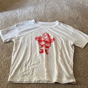 Old Navy White and Red Santa Tee